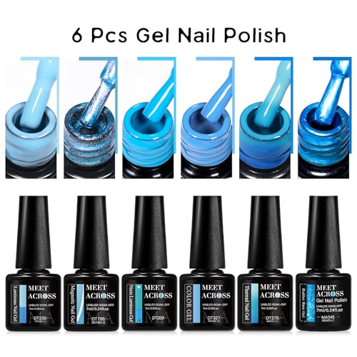 Set esmalte de uñas en gel 6 pcs colores glitter miniatura 6