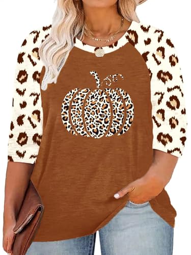 HDLTE Plus Size Pumpkin Shirts Women Halloween Thanksgiving Fall Shirt 2025