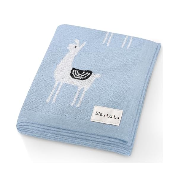 Bleu La La Babydecke - 100% Luxuriöse Weichbaumwollstrick Warme Gemütliche Kuscheldecke für Kinderwagen und WiegePuckdecke für Neugeborene Säuglinge und Kleinkinder
