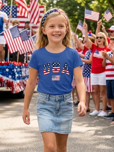 Image of YHHR Boys Girls USA Shirt 250 Anniversary Shirt for Girl 4th of July Shirts Toddler American Flag Patriotic Tee 5-12 Years