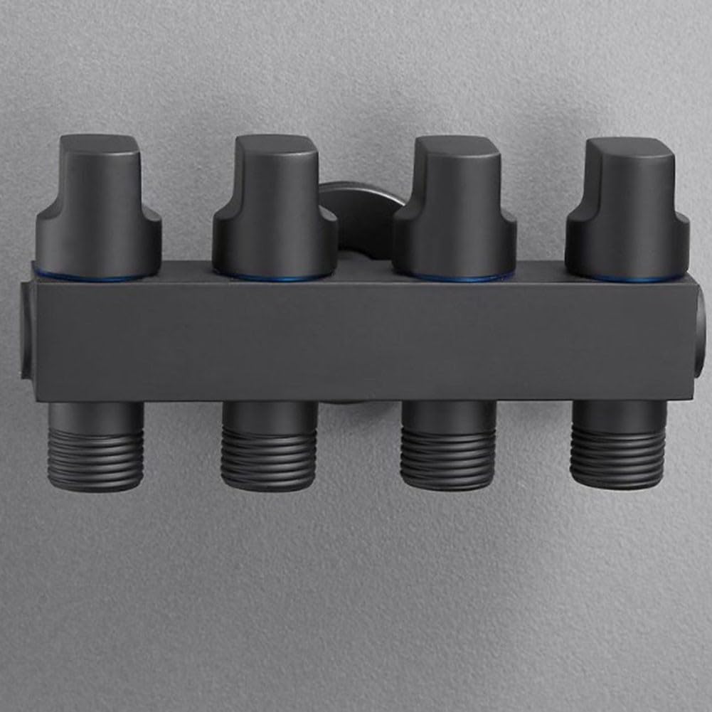 FUBESK Vanne de distribution d'eau à une entrée quatre sorties en laiton 4 points pour robinet de machine à laver et toilettes Argenté