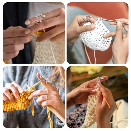 Image of Namifin Crochet Ring for Fingure Adjustable Crochet Tension Ring Yarn Tension Rings Easy Crocheting Crochet Accessories Mother Grandma Thanksgiving Presents