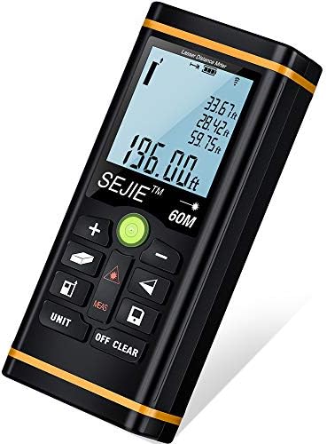Laser Distance Measure, EALNK 196Ft M/in/Ft Laser Measure Backlit LCD Digital Meter with Pythagorean Mode, Single/Continuous Distance/Area/Volume Measure Included Carry Pouch