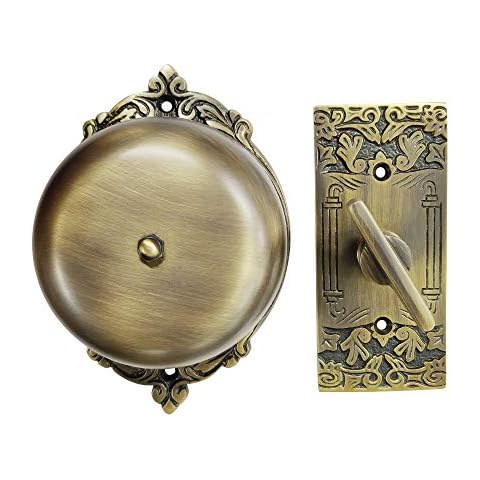 Akatva Vintage Twist Bell with Key Plate - Victorian Home Twist Bell - Mechanical Doorbell for Home - Brass Twist Calling Bell - Elegant-Finish and Durable Build - Antique Design (Antique Brass) Cover