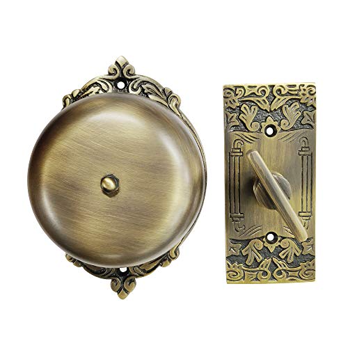 Akatva Vintage Twist Bell with Key Plate – Victorian Home Twist Bell – Mechanical Doorbell for Home – Brass Twist Calling Bell – Elegant-Finish and Durable Build (Antique Brass)