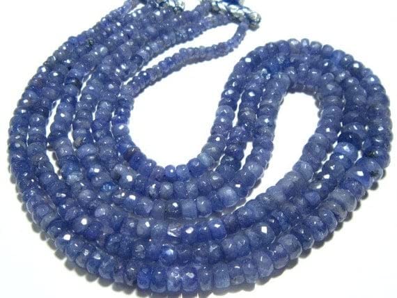 Tanzanite perles rondelles facettées 615 carats pour fabrication bijoux DIY
