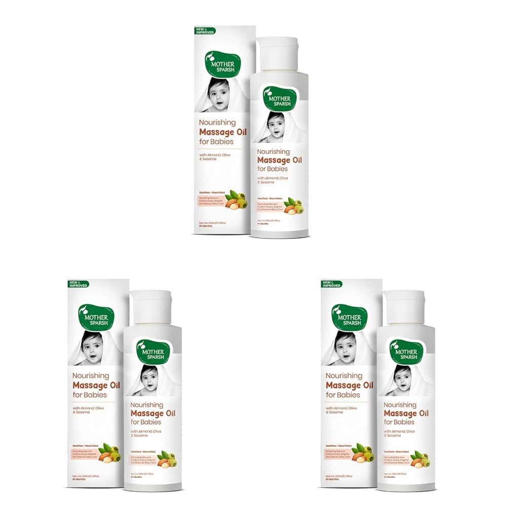 Mother Sparsh Nourishing Baby Massage Oil -200ml | Non Sticky & Moisturizing Baby Oil for New Born | Prevents Dryness, Strengthens Muscles & Bones (Pack of 3)-image-23