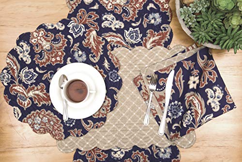 Set de 6 servilletas reversibles de algodón azul miniatura 4