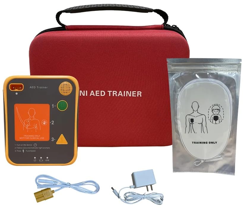 AED Trainer First Aid Training Kit CPR Teaching Machine Defibrillator First-aid Device Unit Voice Prompts English Chinese Languages (Mini)