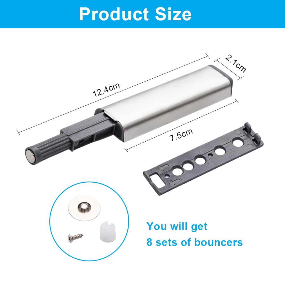 10 Sistemi Push Pull Per Ante - Chiusura Magnetica Per Porte E Cassetti, Taglia 45mm - Foto 3