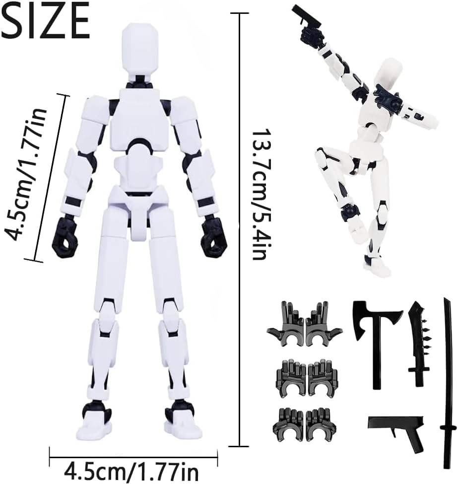 KINETIKITCH Action Figure Set, Titan 13 Robot Action Figure, 3D Printed Multi-Jointed Action Figures for Stop Motion Animation Multi-Jointed Movable Shapeshift Robot 13 Action Figure. (Pink) 3