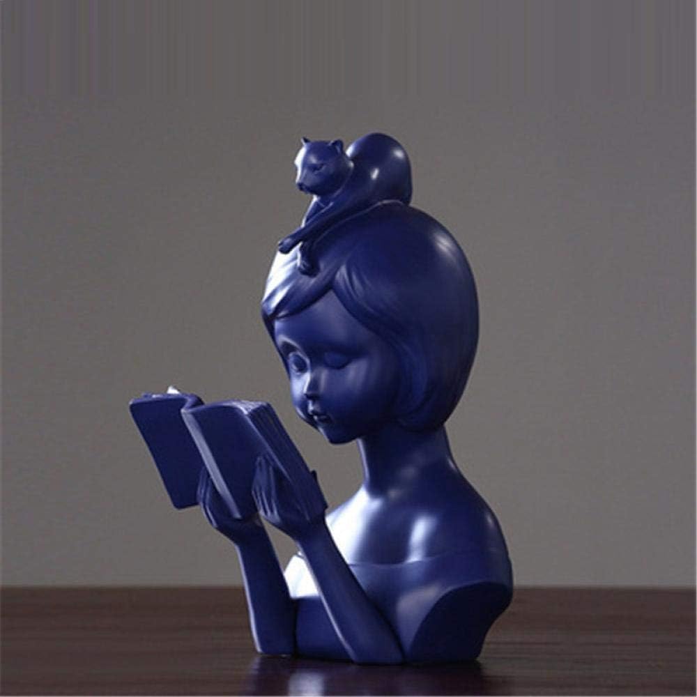 Sculpture Handmade Reading Girl Bust Goddess Statue Resin Craftwork Decoration