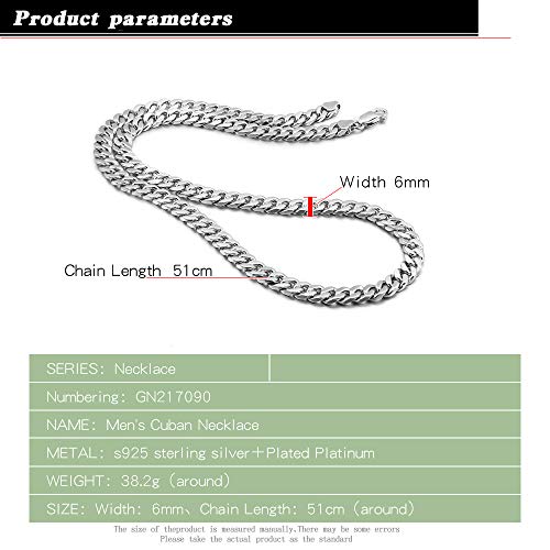 Hip-Punk Solid 925 Sterling Silver Miami Cuban Link For Men & Woman Necklace Fashion 3-6 MM 18-30 inches Curb Chain Unisex Jewelry Gift3