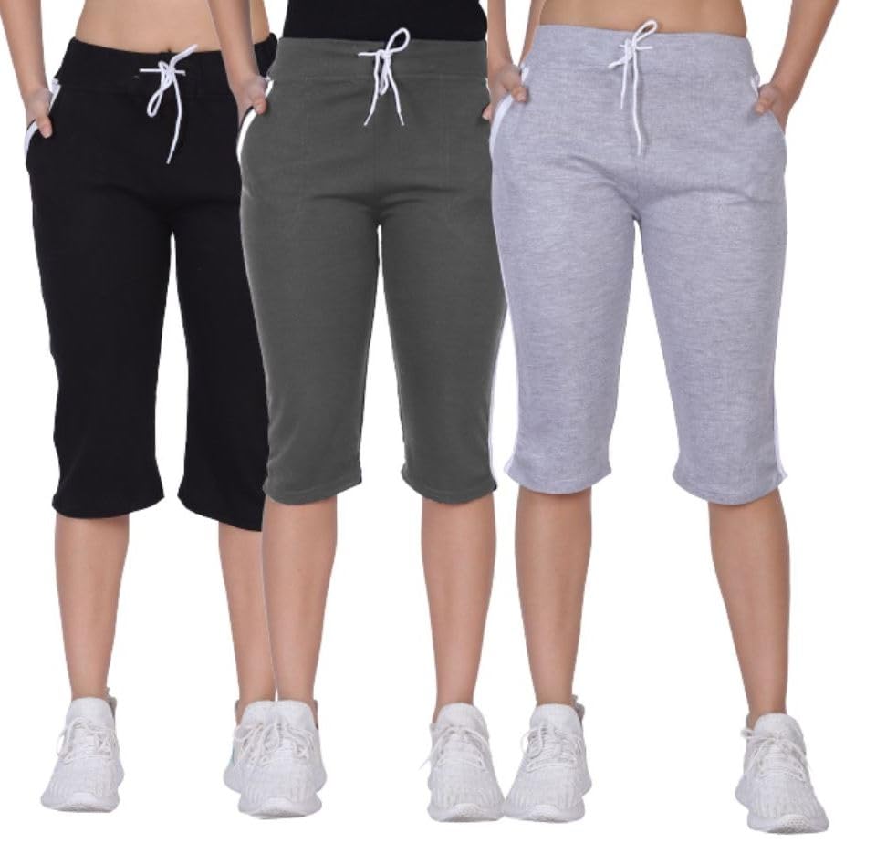 PACK OF 3 COTTON CAPRI FOR WOMEN-picture-58