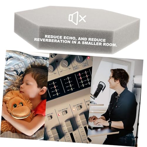 6 paneles hexagonales para amortiguación acústica, alta densidad, tratamiento acústico para hogar, oficina y estudios, fácil instalación, resistentes al fuego, color gris miniatura 6