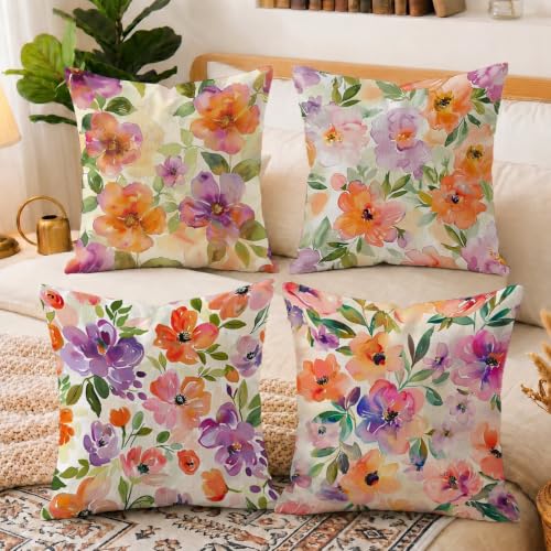 Housse coussin canapé 65x65 lin imperméable lot de 4 pour décoration