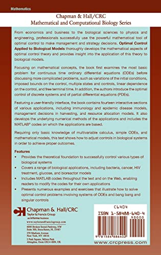 Optimal Control Applied to Biological Models (Chapman & Hall/CRC Mathematical Biology Series) - Image 2