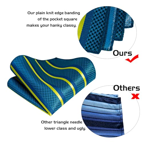 Image of 5PCS Mens Premium Silk Tie, Pocket Square, Cufflinks, Drilled Tie Ring and Lapel Pin Set for Wedding Groom Party