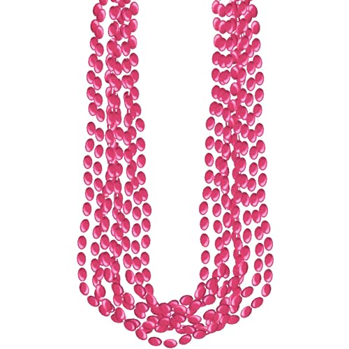 Colares de contas metálicas rosa - 76 cm (pacote com 8) - Acessório de festa deslumbrante, perfeito para celebrações e eventos à fantasia