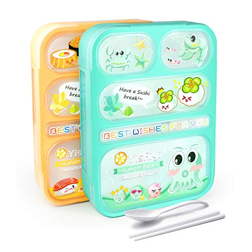 AckMond Lunch Bento Box, Microwave Safe Lunch Box with 4 Separated Seal Containers (2 Pieces)