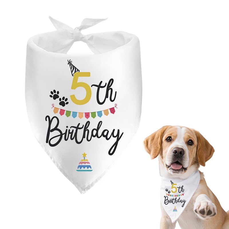 5th Birthday Dog Bandana for Dogs Dog 5th Birthday Gift for Dogs Dog Birthday Gifts for Dog Owners Lovers Happy Birthday Dog Collar Bandana for Dogs Dog Puppy Birthday Gifts for Women Men — image 1