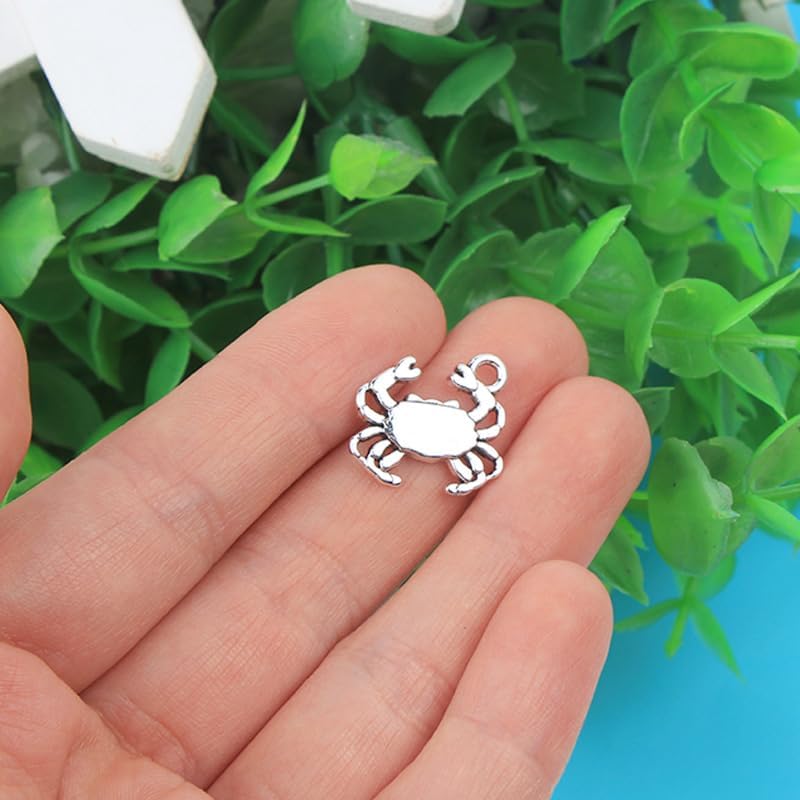 50Pcs Crab Charms Crab Pendants Antiqued Silver Tone Double Sided Making DIY Handmade Accessories Craft 15 x 16 mm - Image 2