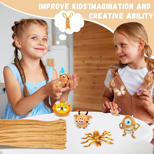 Image of Light Brown Pipe Cleaners Crafts,Art Supplies,200pcs Chenille Stem,Solid Color Pipe Cleaners Set for DIY Art Creative Crafts and Decorations,limpia Pipas,Craft Supplies,Halloween Gifts