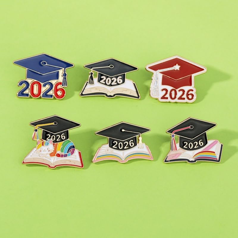 Image of Graduation Enamel Lapel Pins Class of 2026 Graduation Caps Brooches Gifts Souvenir Emblem Badges Diploma Brooche for High College Teacher School Vacation Accessories