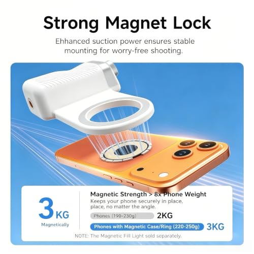 Image of Adofys Fun Shot Magnetic Phone Camera Grip for iPhone /Android with Detachable Wireless Shutter Remote - Supports Native Camera - 1 /4 inch Tripod Screw