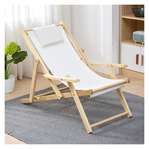 Genérico Tumbona reclinable de Playa, Ajustable, Plegable, portátil, para Exteriores, de bambú, con Lona, para Patio (Color Blanco)