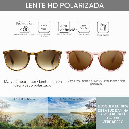 Miniatura 2 de Sungait Gafas De Sol Mujer Hombre Retro Redondas Unisex Uv400 Proteccion