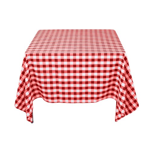 LTC LINENS 70 in. x 70 in. Red and White Checkered Tablecloth Square - Red Gingham Table Cloth for Card Table - Stain Resistant, Washable Fabric Cloth Small Table Cover for Picnic, Party
