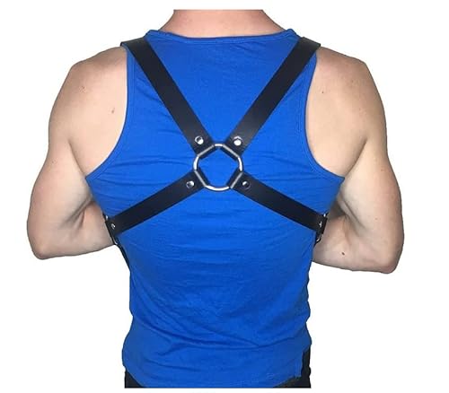 Cinto masculino ajustável punk peito cinto de couro peitoral cinto brilhante meio corpo alça peitora