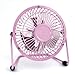 Ruilogod Metalowy okrągły wentylator USB w wentylator PC Laptop Różowy