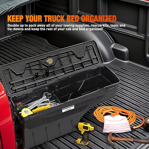 Nilight Truck Bed Tool Box Passenger Side Truck Tool Box Fit for Chevrolet Silverado 1500 GMC Sierra 1500 2019 2020 ABS Swing Case Truck Bed Storage Box with Lockable Lid Waterproof Wheel Well Toolbox by Nilight - Used condition - Image 9