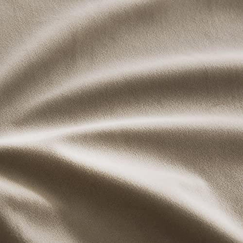 Image of RYB HOME Camel Beige Velvet Curtains for Bedroom Living Room | Thermal Insulated, UV Heat Blocking, Luxury Drapes, Nursery Dining Room, W52 x L100, 2 Panels, Rod Pocket /Back Tab /Hook Belt