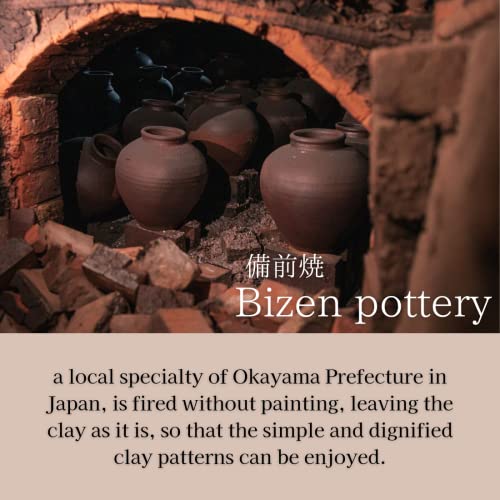 Dinner Plate Handmade Round Plate Japanese Traditional Earthenware Bizen Pottery, (21.16Ounce/600G) #TOP2