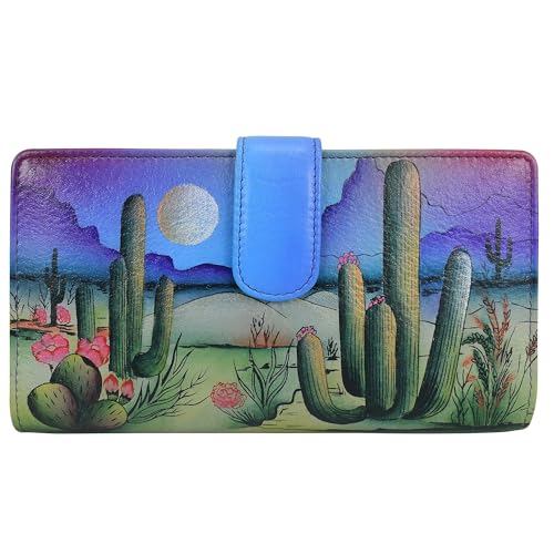 Anna by Anuschka Women's Original Hand-Painted Genuine Leather Two-Fold Wallet - Desert Moon