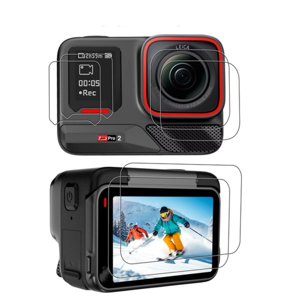 Lens Screen Protector Films For Insta360 Ace Pro2 Tempered Glass Protective Film 9H Hardness Anti-scratch Anti-Bubble Explosion-proof Film Camera Accessories (1 set)