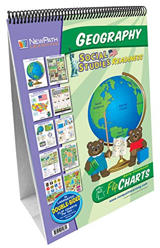 Image of NewPath Learning 35-0024 Geography - Social Studies Curriculum Mastery Flip Chart Set, Age 3 to 7, English