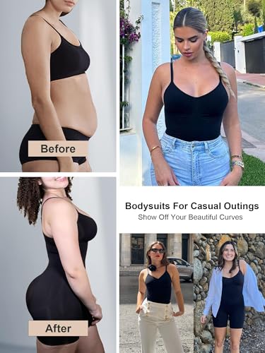 Image of SHAPERX Shapewear for Women Tummy Control Bodysuit Mid Thigh Butt Lifter Body Shaper Shorts