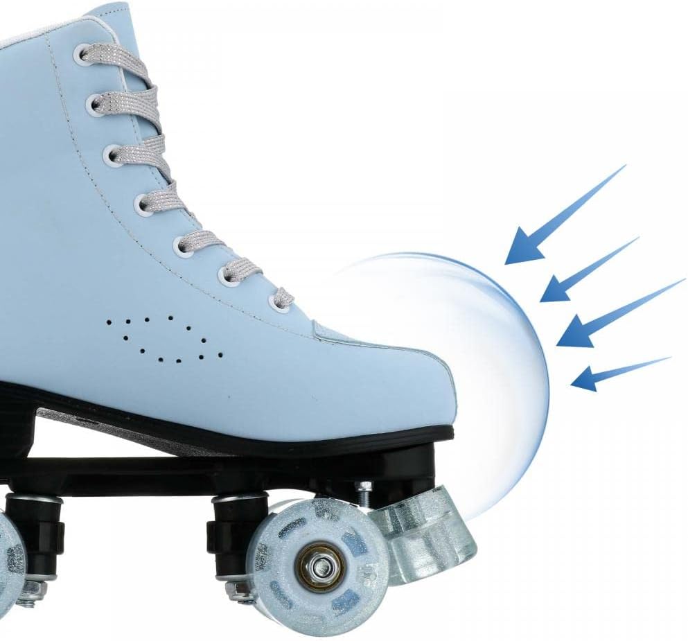 XUDREZ Women's Girls SkyBlue Frosted Material Classic High-top Roller Skates for Beginner, Indoor Outdoor Use