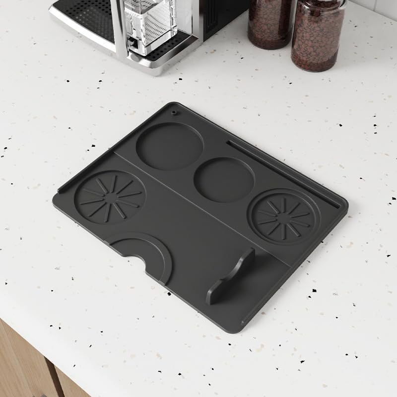 Image of MTRoyaldia Coffee Maker Mat for Kitchen Counter with Tamping Mat, 40x60cm Silicone Coffee Bar Pad, Anti-Slip, Heat Resistant Pad for Espresso Machines, Dinner Plates, Ice Cream Machines