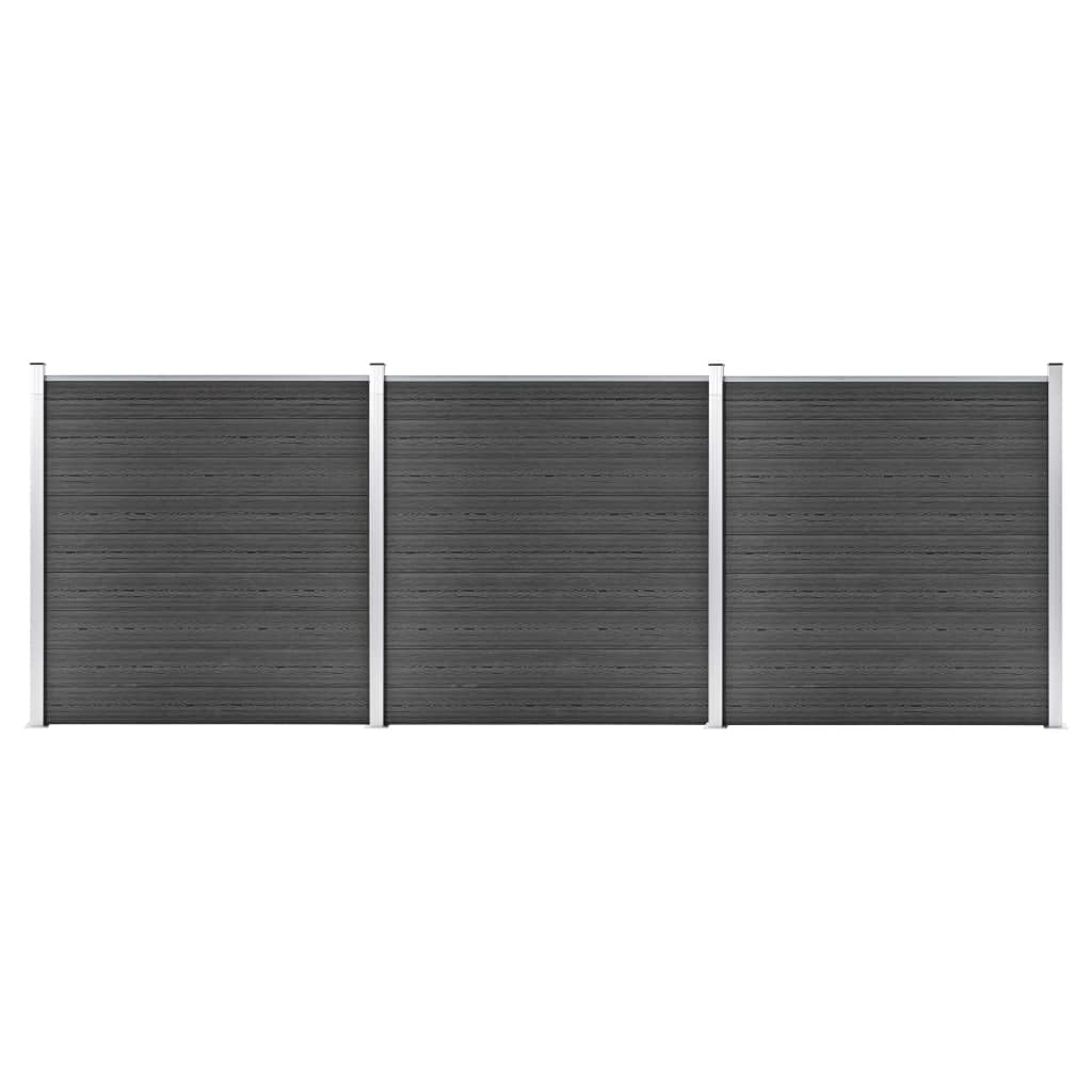 Zaunelement Set WPC Sichtschutzzaun Windschutzzaun Lamellenzaun Windschutz Sichtschutz Zaun Element Terrasse Garten 526x186 cm Schwarz