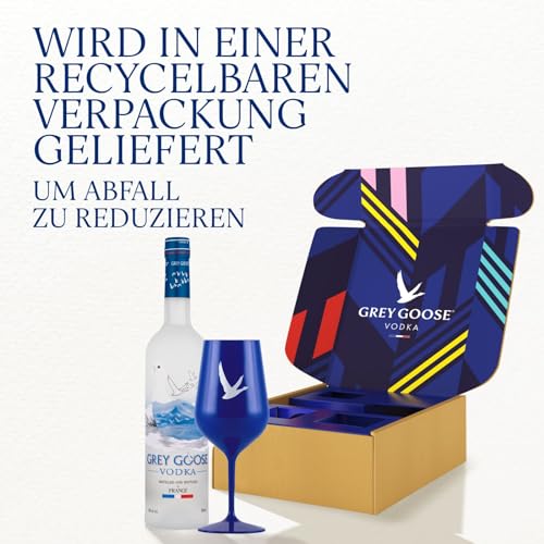 GREY GOOSE Premium-Vodka aus Frankreich, 40% Vol., 70 cl/700 ml, mit 100 % französischem Weizen und natürlichem Quellwasser, Set mit Acrylglas