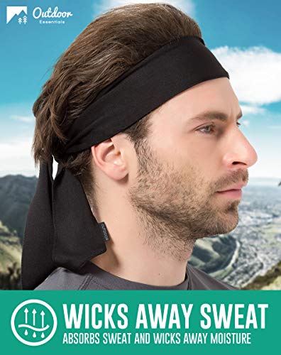 Head Tie & Sports Headband - Ninja & Tennis Bandana - Tie Back Sweatband for Men, Women, Kids & Pirates - Athletic Hair Band / Wrap for Karate, Basketball, Softball, Running & Workout - Sweat Wicking