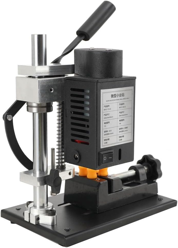 Mini Bench Drill Press, Small Benchtop Drilling Machine Electric Portable Table Driller, Adjustable 7-Speed, B10 Chuck, Drill Bit and Clamp, Metal Wooden DIY Jewelry Making Crafts Tool
