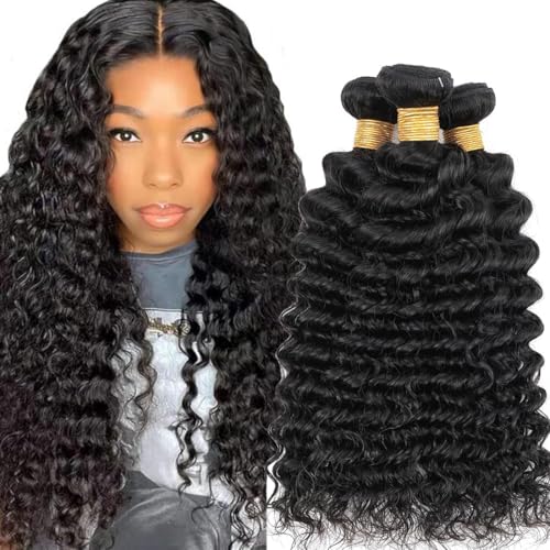 Human Hair Bundles Brazilian Deep Wave 3 Bundles 14 16