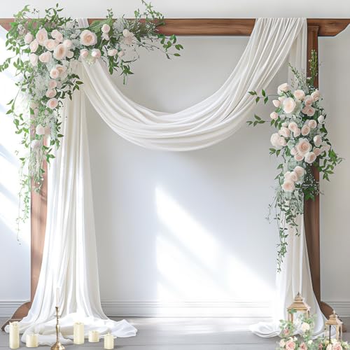 Socomi Wedding Arch Draping Fabric 1 Panel 29" x 19Ft Ivory Sheer...