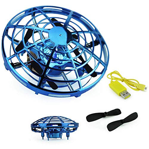 Boley Mini Drone UFO Flying Aircraft Toy, Blue - Small Drones Perfect for Indoor, Outdoor Play - Cool Hand Controlled Drone for Kids and Adults - Rechargeable Batteries and Extra Propellers Included